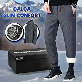 Calça Forrada em Lã Slim Confort (Impermeável e Antiodor!) + 2 BRINDES: Jaqueta e Relógio