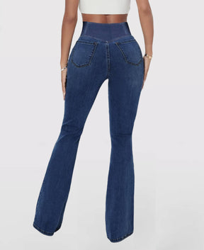 Calça Jeans de Cintura Alta Cruzada [CALÇA EFEITO BARRIGA CHAPADA]